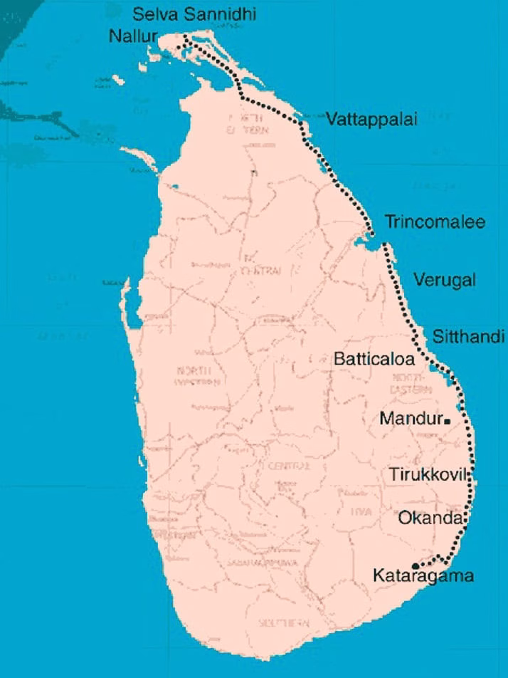 Kataragama Pada Yatra Map